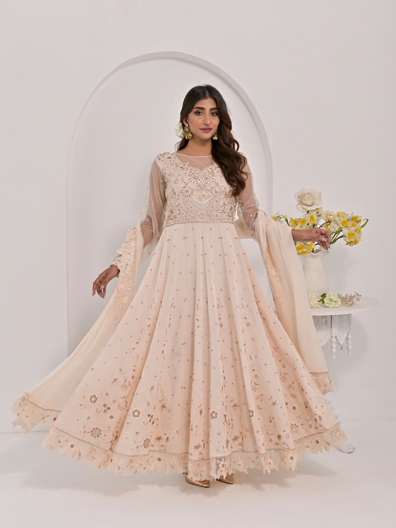 Farooq Hameed Studio Pariza Lux Festive'25 Glass Silk Embroidered Stitched 3-Piece Suit-Aifa