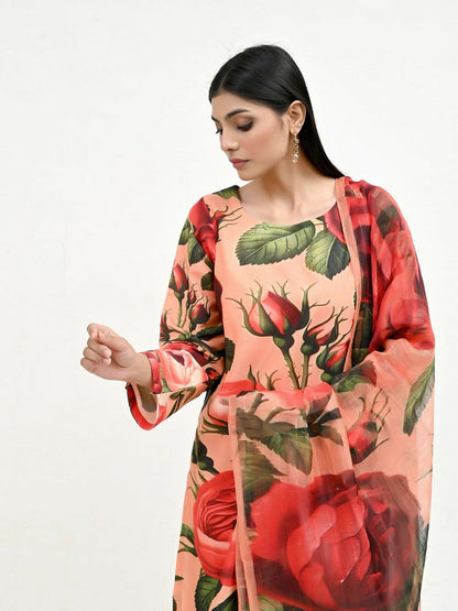 Imran Aftab Valentine's Day Raw Silk Printed Unstitched 3-Piece Suit-IAVD 05