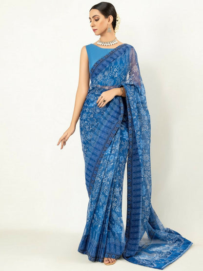 Imran Aftab Chiffon Printed Unstitched Saree-IASC 05