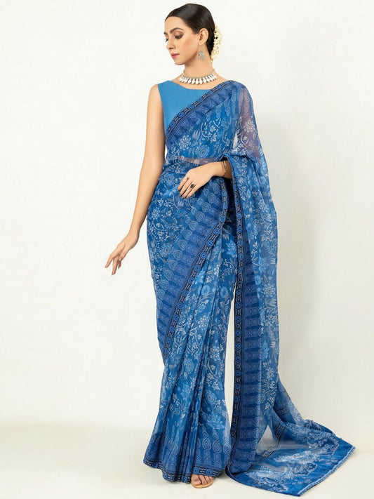 Imran Aftab Chiffon Printed Unstitched Saree-IASC 05