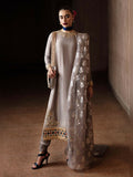 Hussain Rehar Luxury Pret Eid'24 Raw Silk Embellished Stitched 3-Piece Suit-Mist