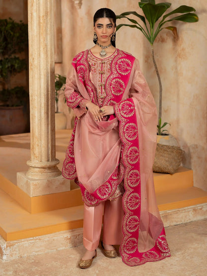 Shurooq Kanpur 1912 Tissue Embellished Stitched 3-Piece Suit-Sukhan