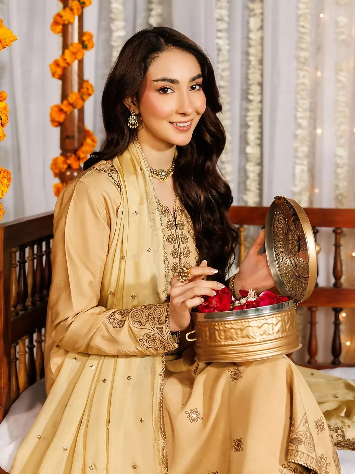Panache Apparel Noore Eid Edit Raw Silk Embroidered Stitched Suit-Deyar