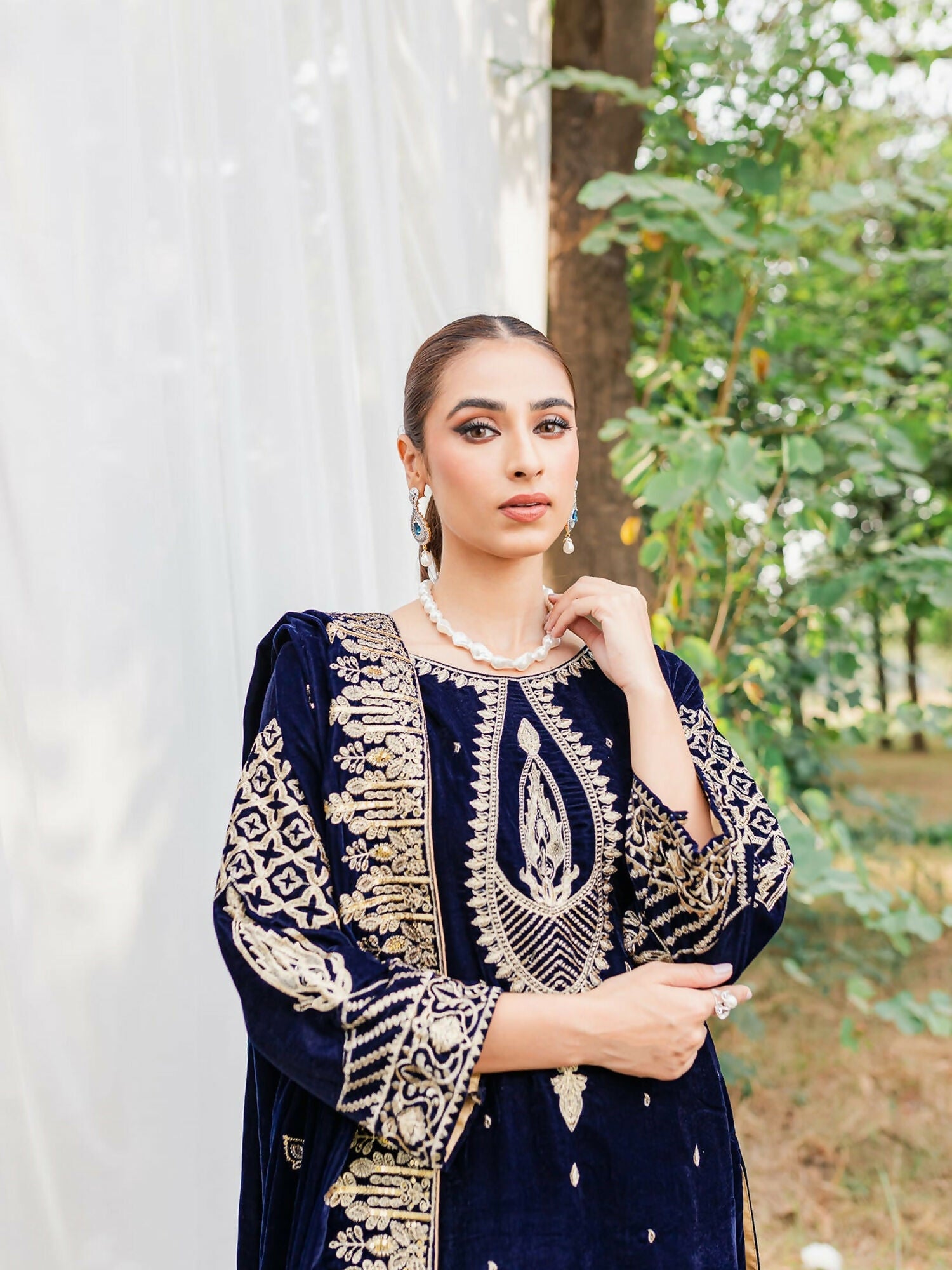 Panache Apparel Velvet Edit Micro Velvet 9000 Embroidered Stitched Suit-Zircon