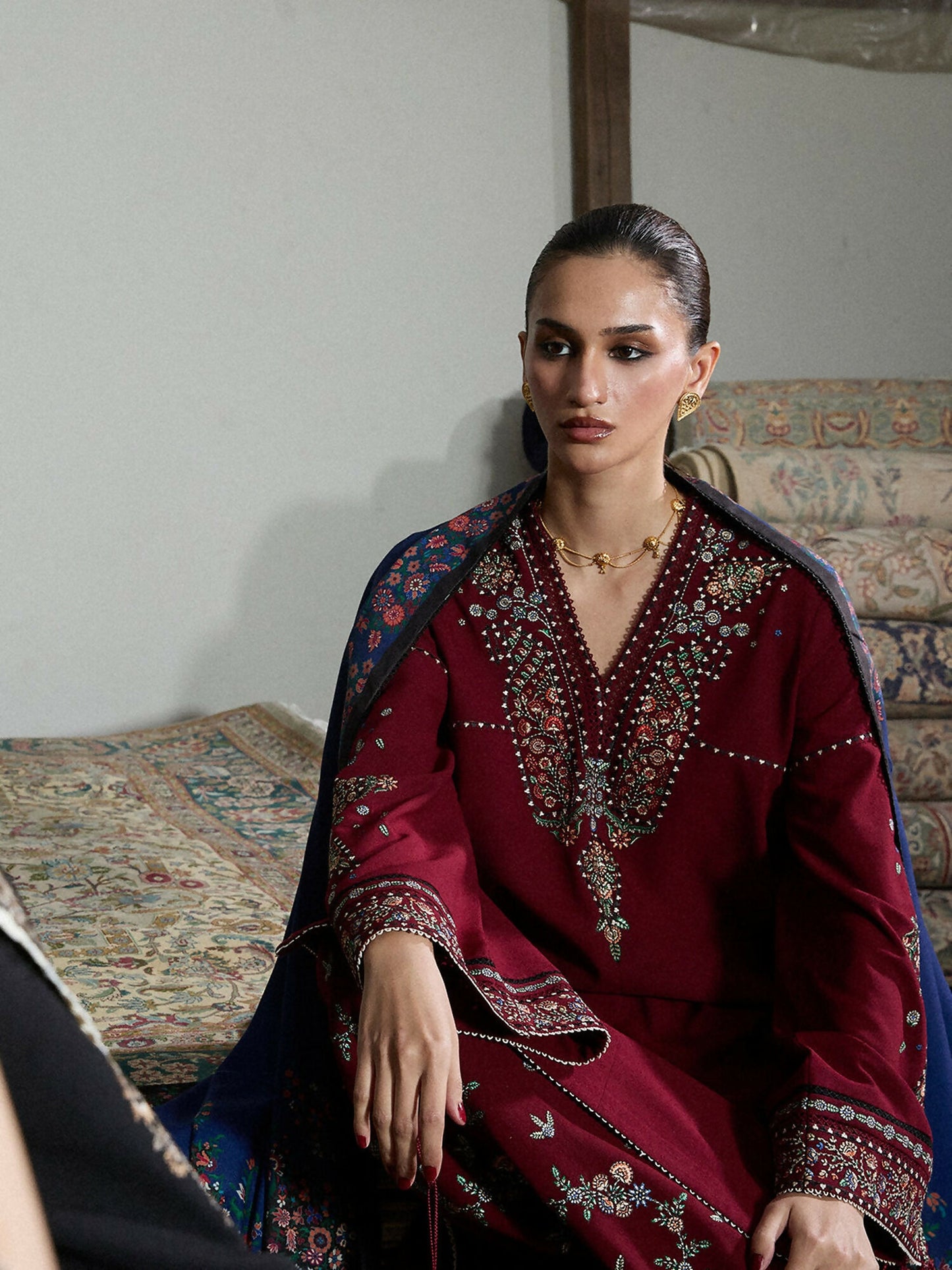 Jugnu by Hussain Rehar Karandi AW 25 - Edit III Embroidered Unstitched 3-Piece Suit-Rami