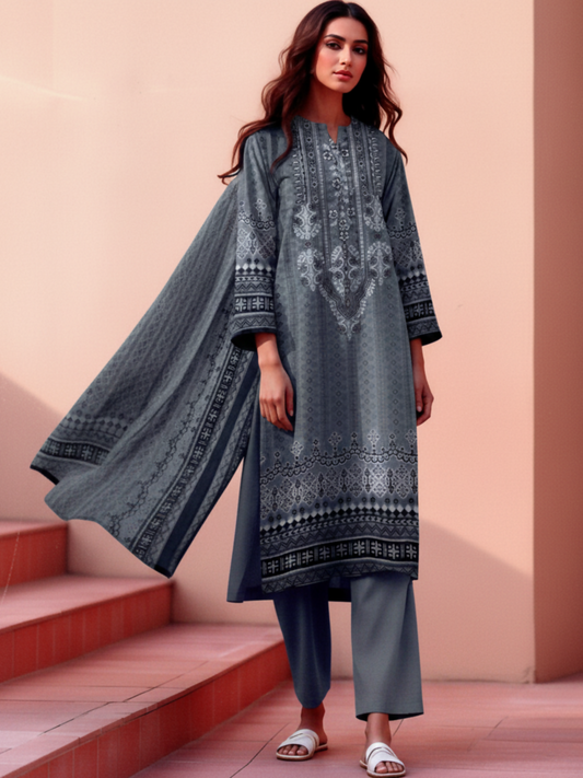 Bin Rehman Lawn Embroidered Unstitched 3-Piece Suit-D-125