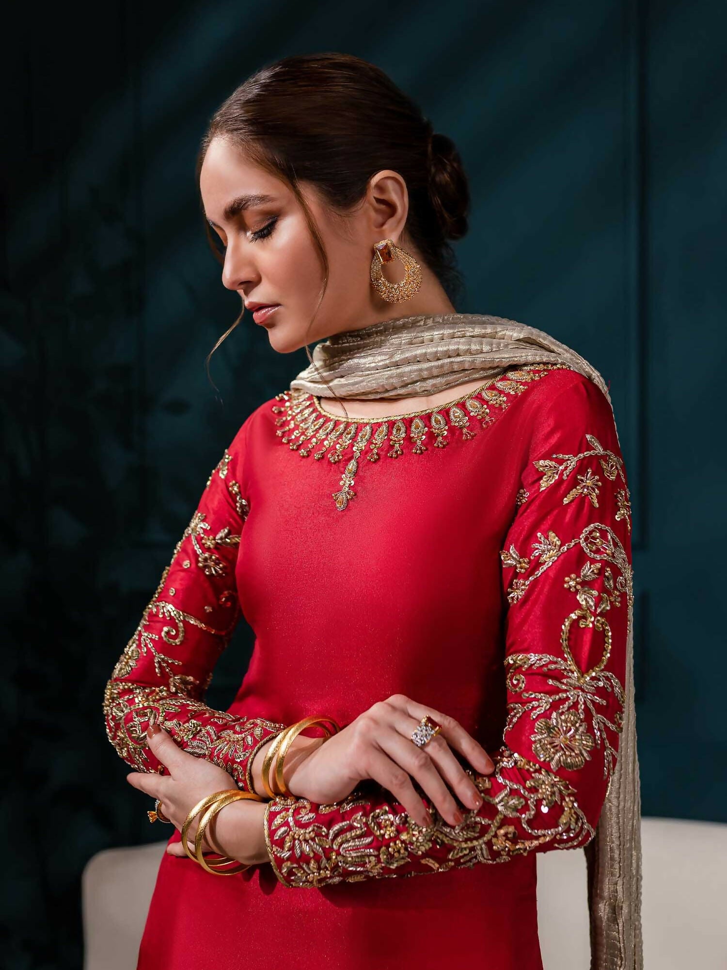 Allure By IH Katan Silk Embellished Stitched 3-Piece Suit-Emma