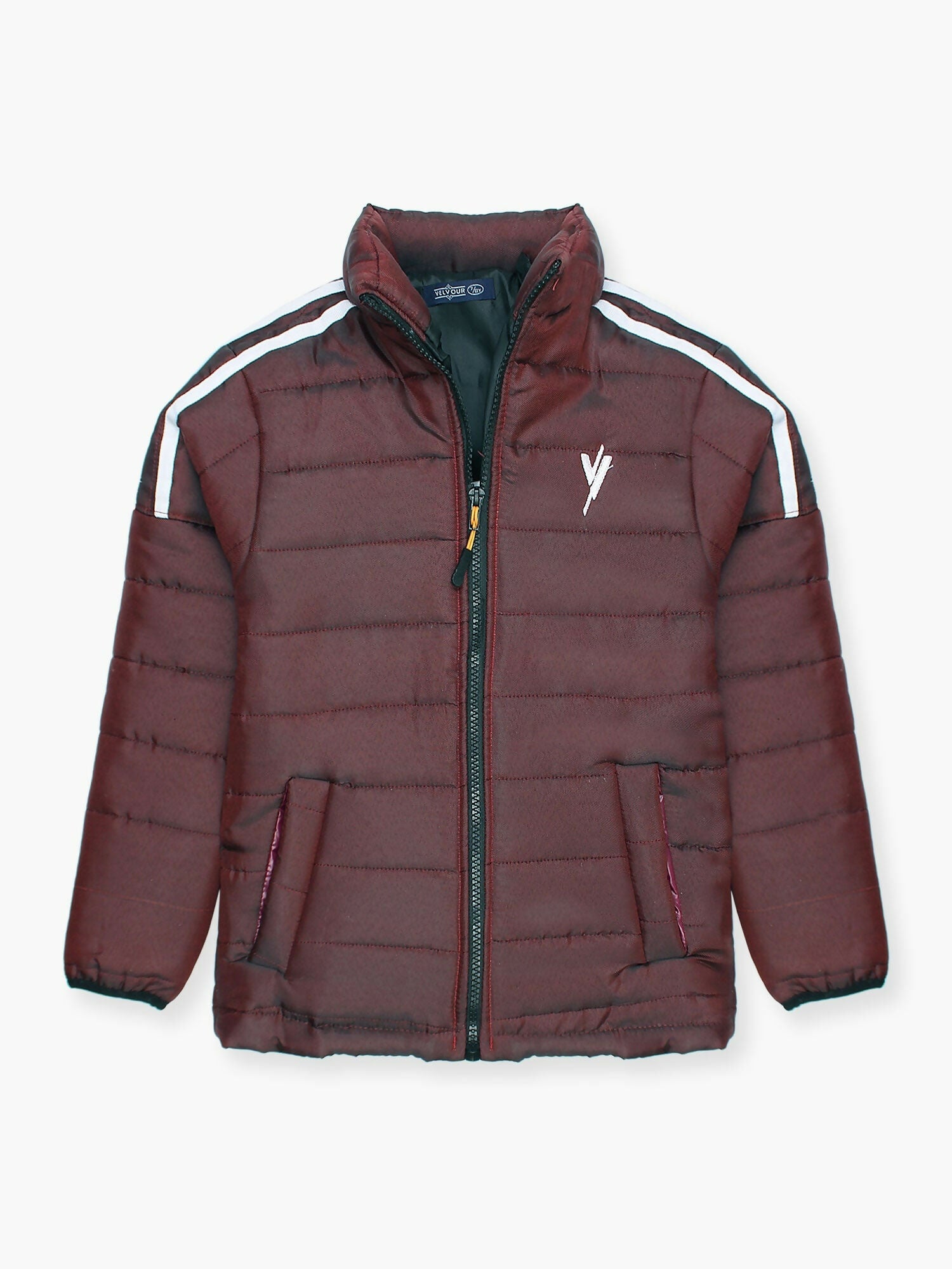 Maroon Velvour Puffer Jacket-VJ37-A