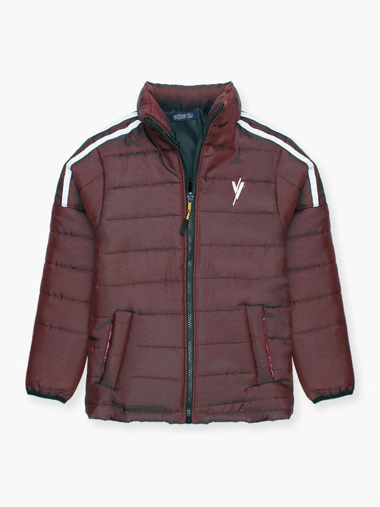 Maroon Velvour Puffer Jacket-VJ37-A