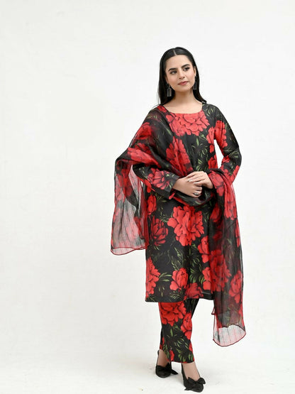 Imran Aftab Valentine's Day Raw Silk Printed Unstitched 3-Piece Suit-IAVD 06