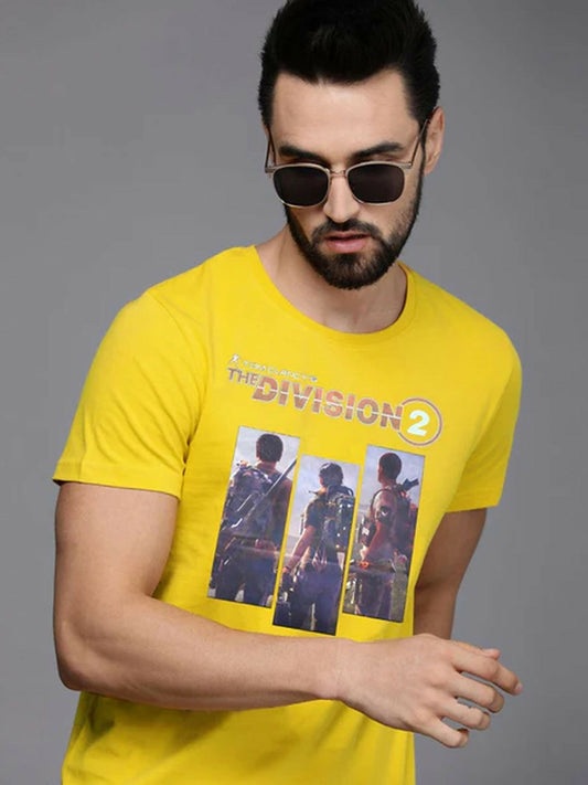 Yellow Green ,Red, Blue, Black ,Grey Jupiter Printed Div 2 Graphic Tee-Shirt-12724