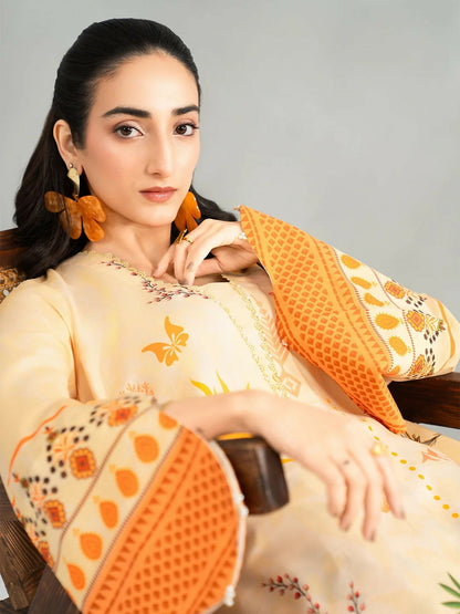 Panache Apparel Dear Summer Silk Lawn Printed Kaftan-Yellow Bloom