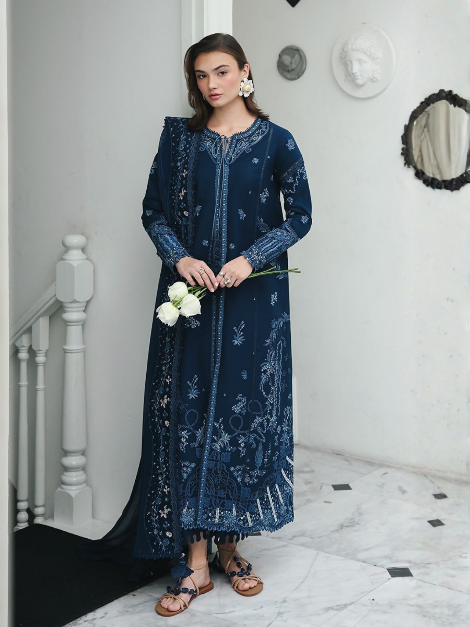 Qalamkar Qline Lawn Drop-1 Embroidered Unstitched 3-Piece Suit-RP-10-Zohal