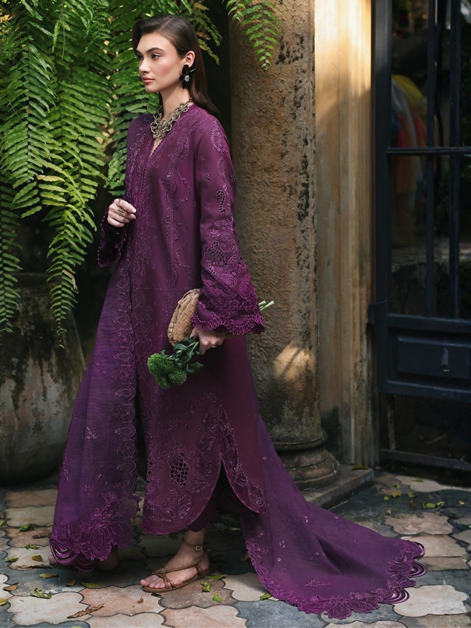 Qalamkar Qline Lawn Drop-1 Embroidered Unstitched 3-Piece Suit-RP-08-Liora