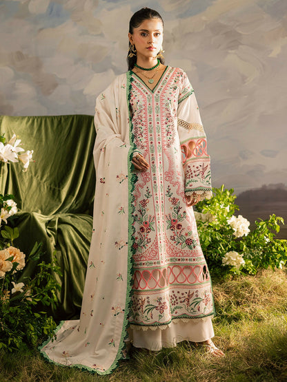 Mahnur Kaia Slub Linen Embroidered Stitched 3-Piece Suit-K- 11