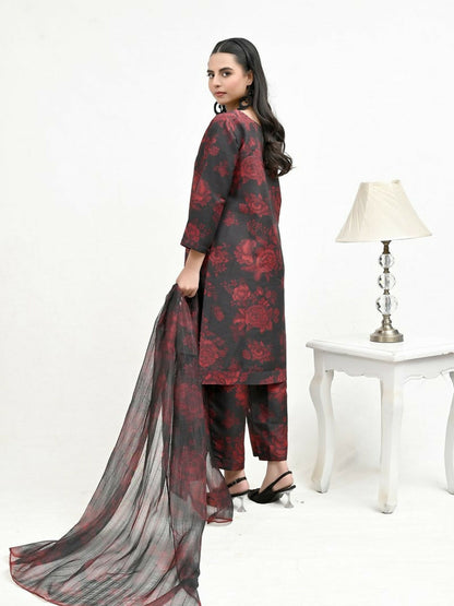 Imran Aftab Valentine's Day Raw Silk Printed Stitched 3-Piece Suit-IAVD 02