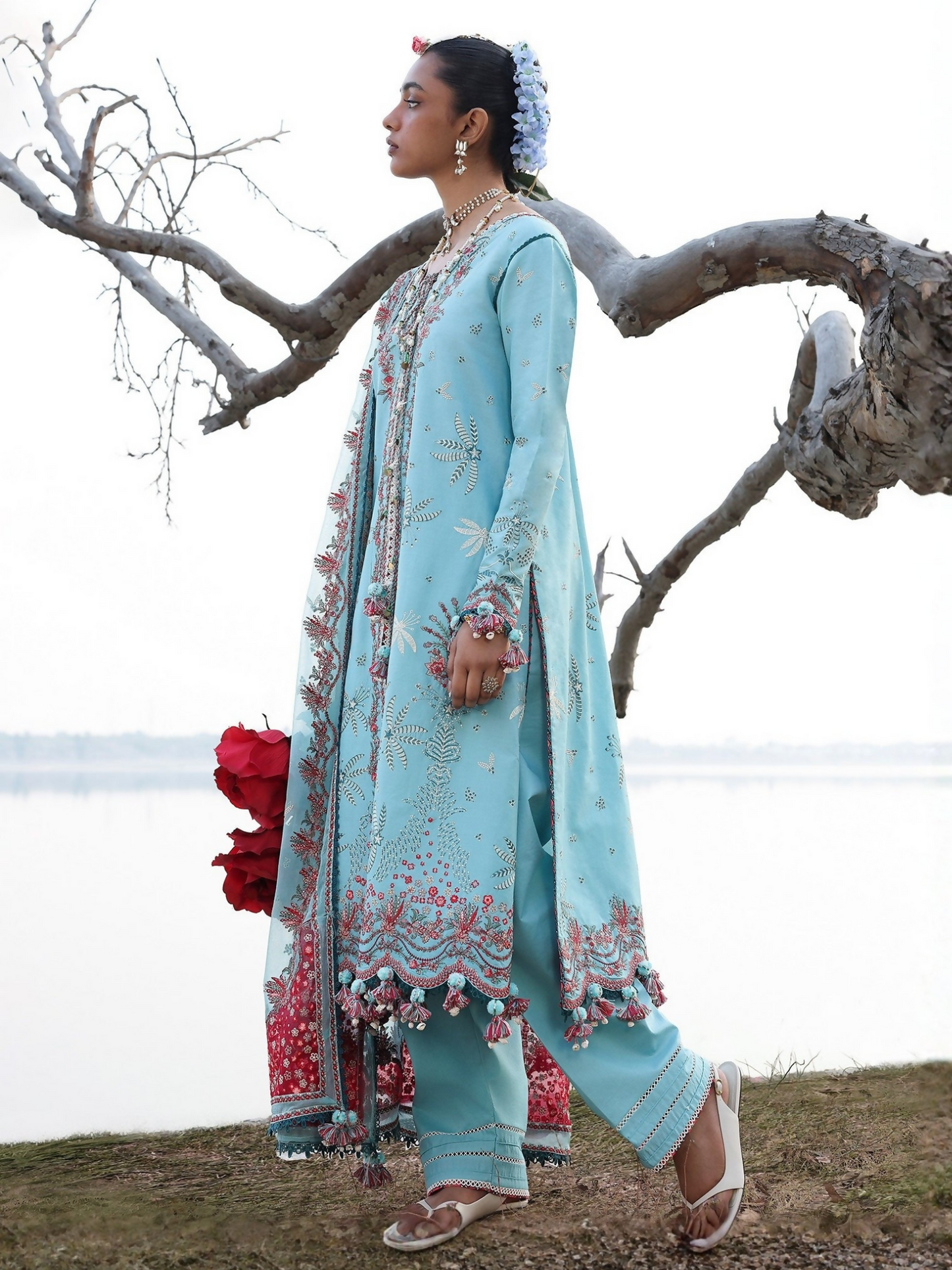Hussain Rehar Luxury Lawn'26 Eid Edit Embroidered Unstitched 3-Piece Suit-Sepher