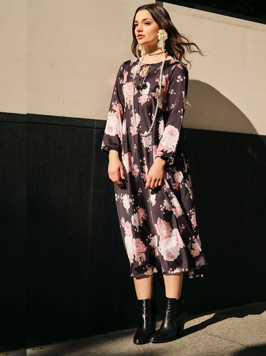 Panache Apparel Silk Printed Dress-Chic