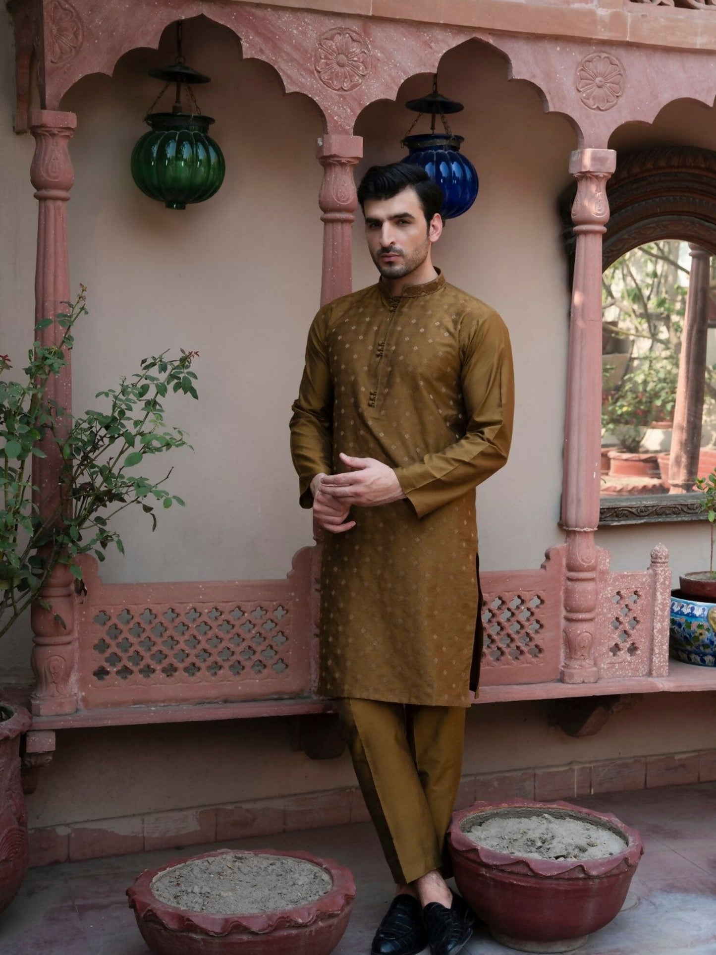 Bronze Fabrich Men Embroidered Unstitched Shalwar Kameez-GTS-SS-012