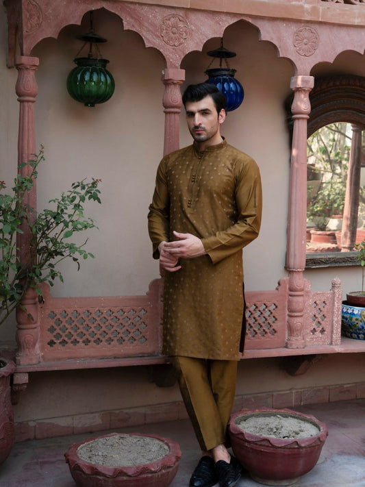 Bronze Fabrich Men Embroidered Unstitched Shalwar Kameez-GTS-SS-012