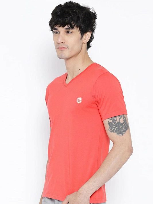 Funkys high density logo stellar V neck cotton tee-12464
