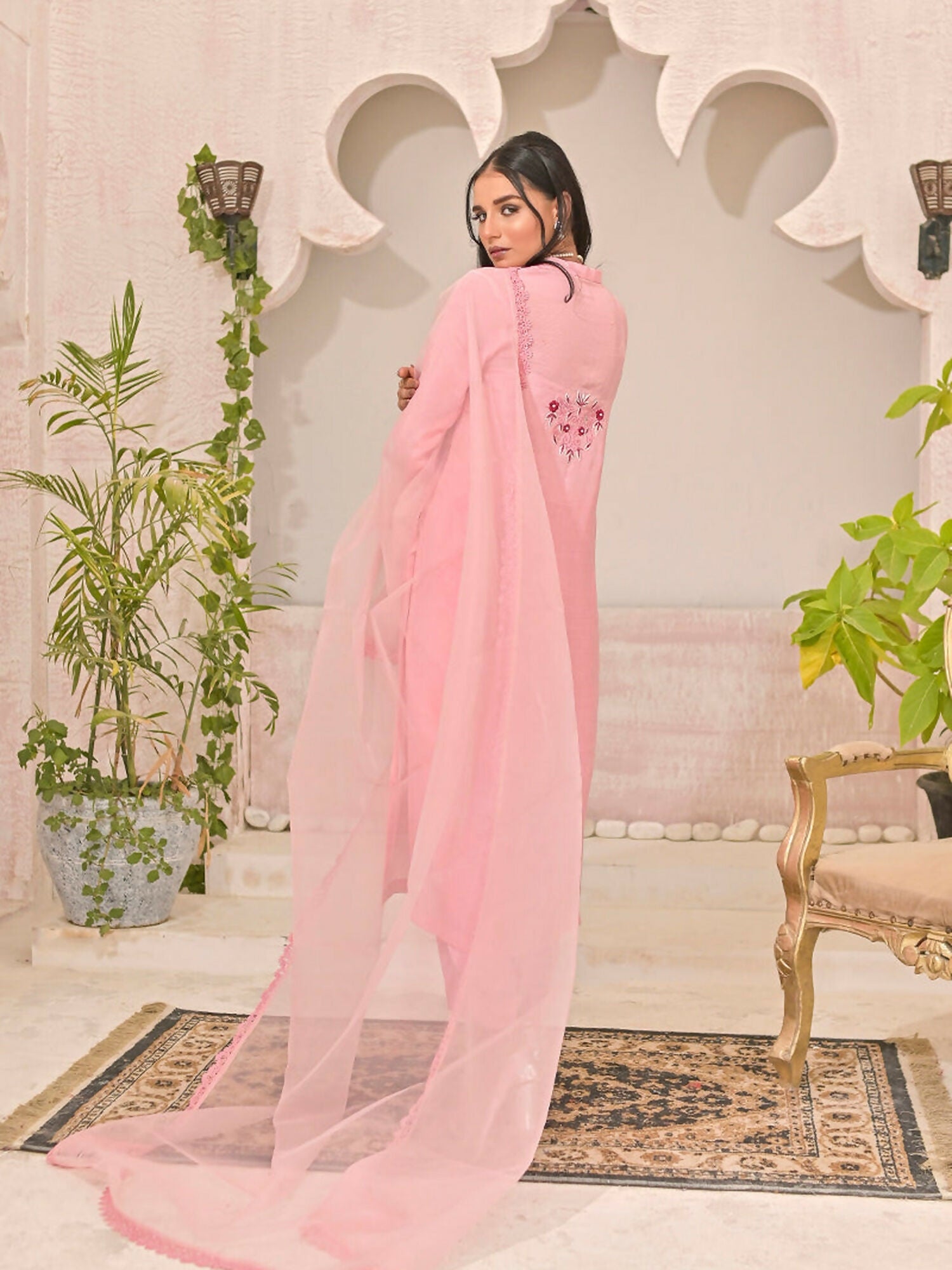 Ruby's Couture Panache Raw Silk Embroidered Stitched 3-Piece Suit-Ayzal