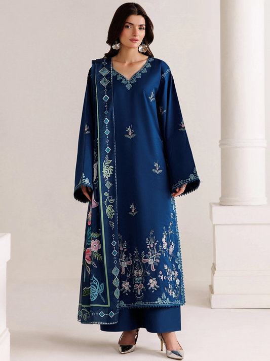 Panache Apparel Mistfall Vol II Cotton Embroidered Stitched Suit-Evara