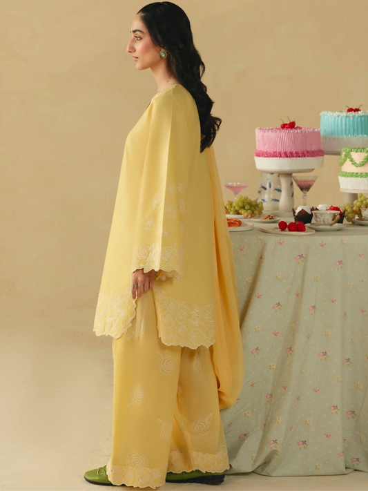 Mannat Clothing Boho Summer'26 Cotton Embroidered Stitched Suit-Buttercup