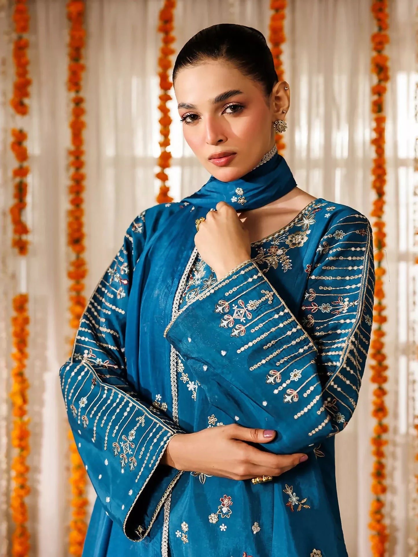 Panache Apparel Noore Eid Edit Sheesha Silk Embroidered Stitched Suit-Gulbaan