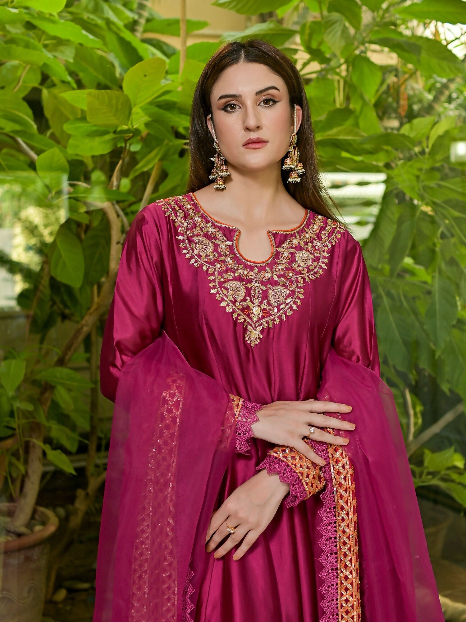 Farooq Hameed Studio Glass Silk Embroidered Stitched 3-Piece Suit-Nyra
