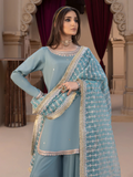 Hemstitch Raw Silk Embroidered Stitched Gharara-Layla