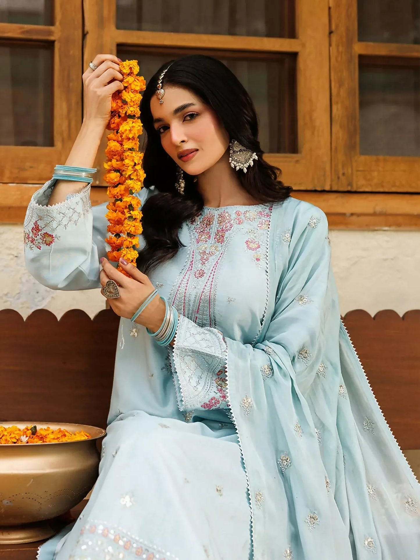Panache Apparel Noore Eid Edit Elvish Raw Silk Embroidered Stitched Suit-Jahanaraa