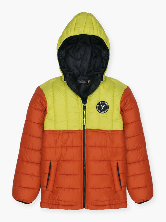 Yellow and Orange Velvour Puffer Jacket-VJ51-A