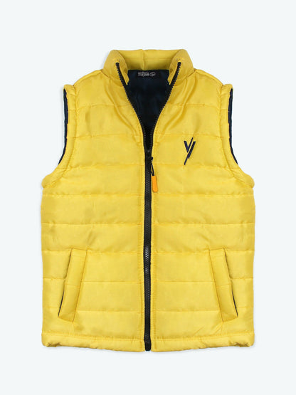 Yellow Velvour Printed Puffer Jacket-VJ02-E Yellow