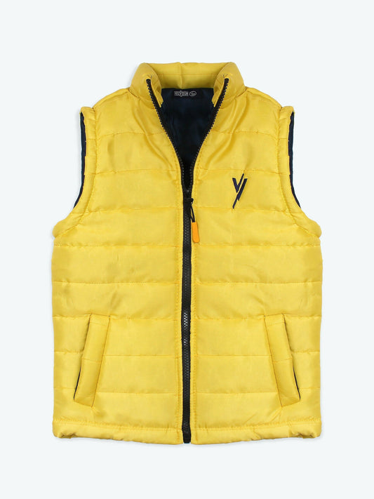 Yellow Velvour Printed Puffer Jacket-VJ02-E Yellow