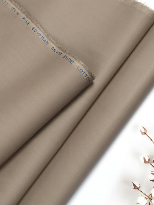 Tan unstitched men’s kameez shalwar by Fabrich, crafted from 100% breathable Pima cotton with a soft summer feel and premium detailing.