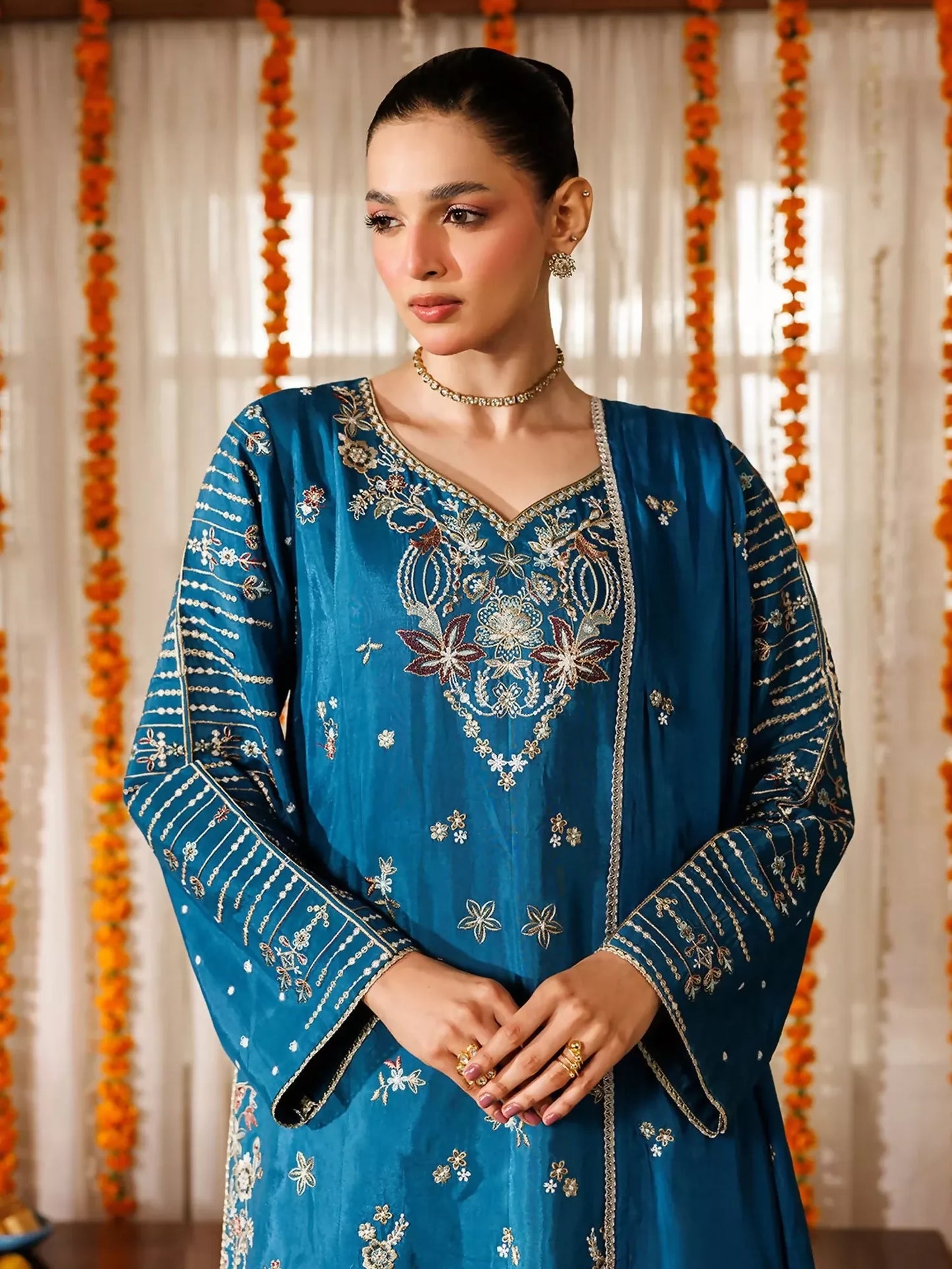 Panache Apparel Noore Eid Edit Sheesha Silk Embroidered Stitched Suit-Gulbaan