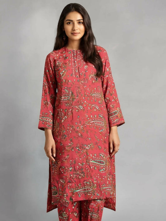Bin Shaukat unstitched 2-piece digital lawn suit with all-over print and matching printed trouser.