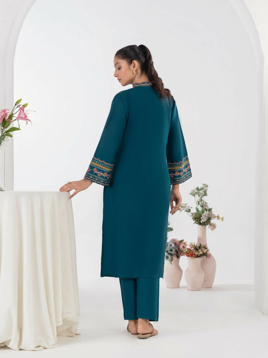 Stylish Collection Aaraish Cotton Embroidered Stitched 2-Piece Suit-Lime Teal