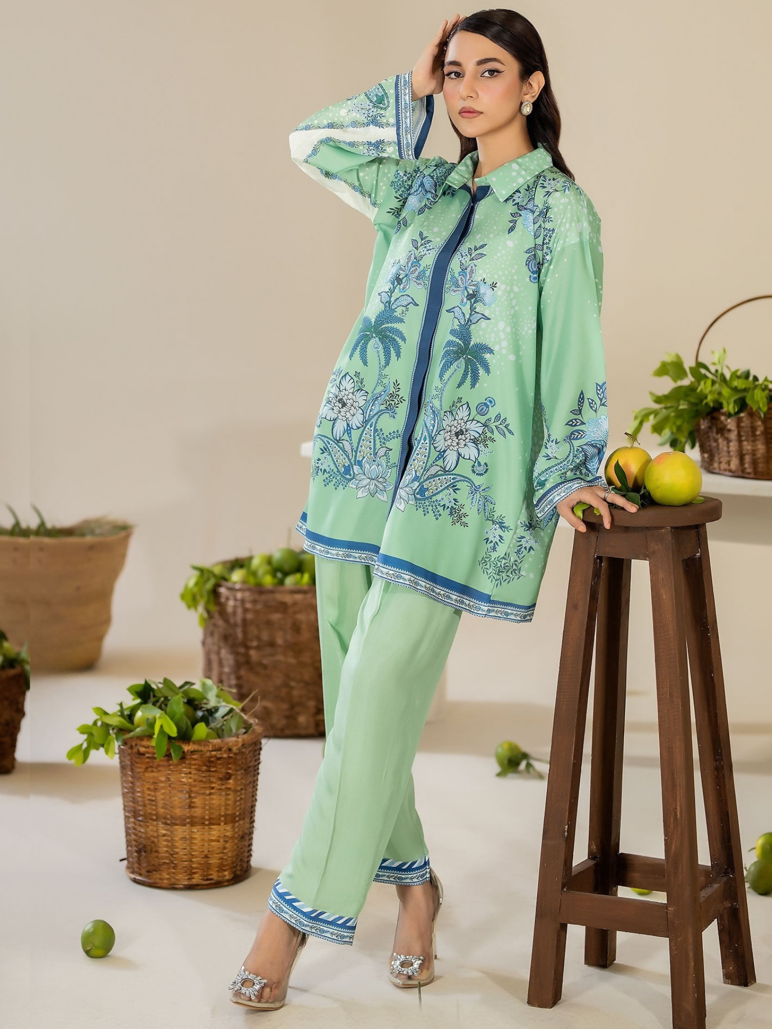 Panache Apparel Crepe De Luxe Crepe Printed Co-Ord Set-Juno