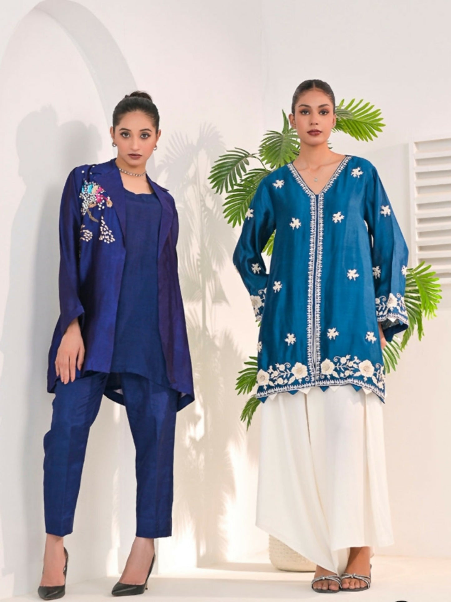 Ruby's Couture The Luxe Edit Pure Crush Silk Embellished Kaftan Set-Heer