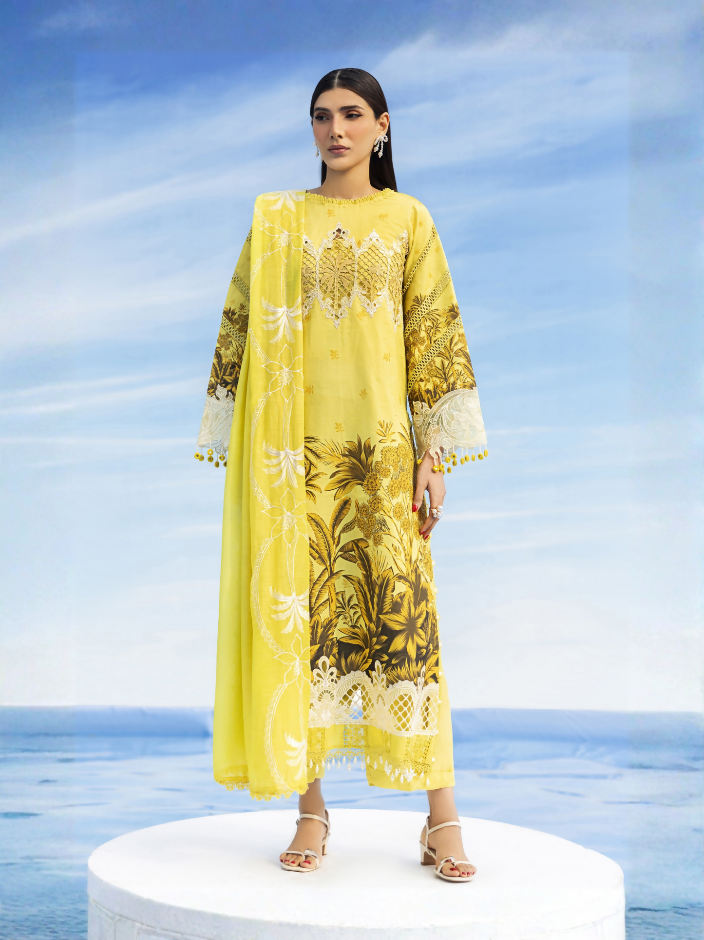 Parishay Ivy Bloom'26 Lawn Embroidered Unstitched 3-Piece Suit-IB-15