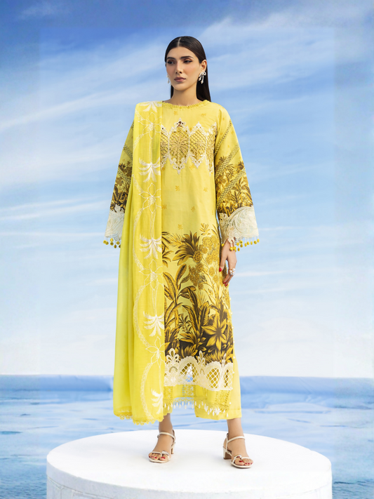 Parishay Ivy Bloom'26 Lawn Embroidered Unstitched 3-Piece Suit-IB-15