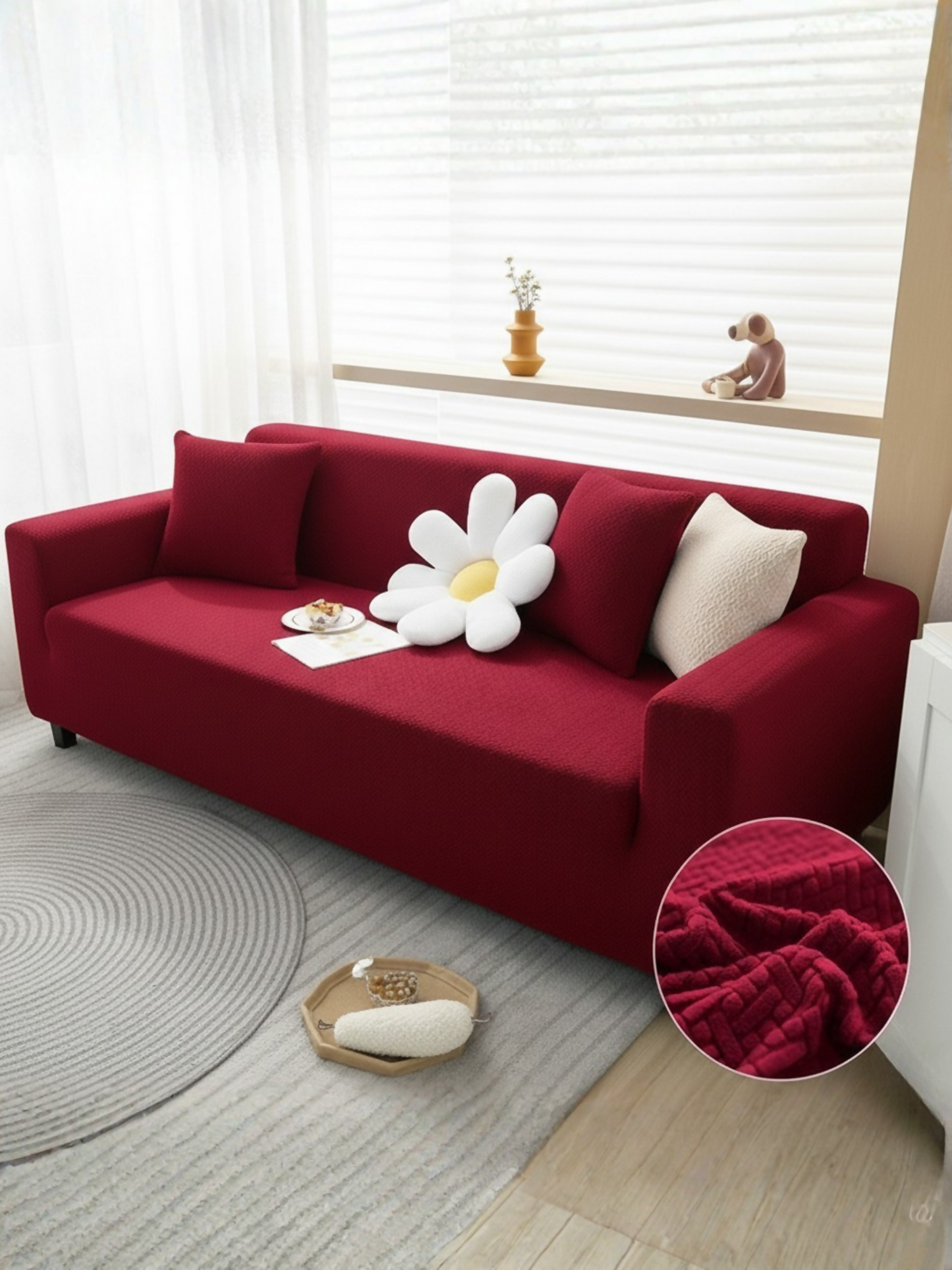 Elegant Bedding Stripe Jacquard Fitted Sofa Cover