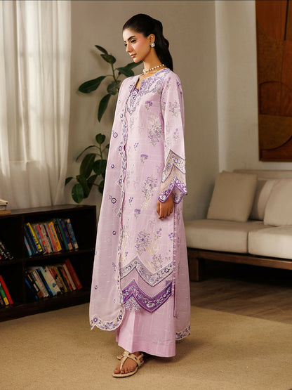 Mahnur Leila Lawn'26 Embroidered Unstitched 3-Piece Suit-L-04