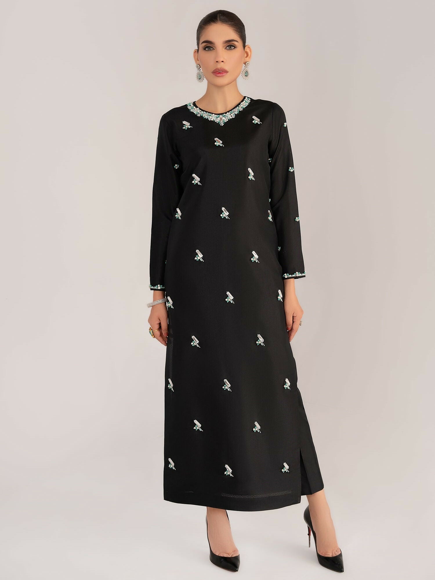 Allure By IH Raw Silk Embellished Stitched 3-Piece Suit-Mia