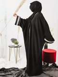 Black-Nourah Nida Embroidered Abaya-Kiran
