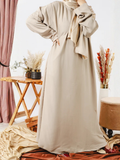 Beige-Nourah Nida Abaya-Zimal
