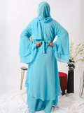 Blue-Nourah Moss Chiffon Abaya-Firoza