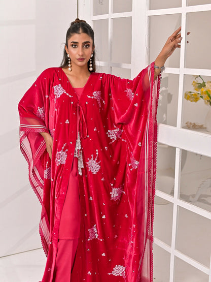 Farooq Hameed Studio Velvet Embroidered Kaftan Set-Misa